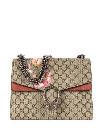 Pre-owned Gucci Medium Dionysus Flower-print Cross Bag In Neutral