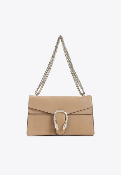 Gucci Medium Dionysus Leather Shoulder Bag In Sand