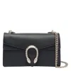 Gucci Horsebit Textured Leather Shoulder Bag In Black
