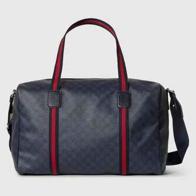 Gucci Medium Duffle Bag With Web In Black