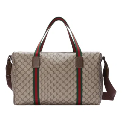 Gucci Medium Duffle Bag With Web 'beige Brown'