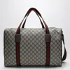 Gucci Medium Duffle Bag With Web Detail In Beige And Ebony Gg Fabric Men In Brown