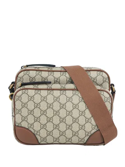 Gucci Medium Emblem Gg Supreme Messenger Bag In Neutral