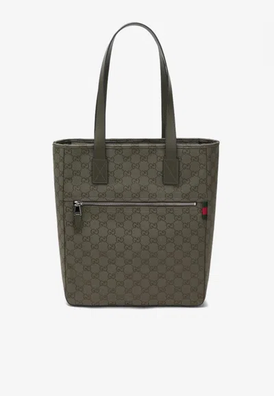 Gucci Medium Gg Canvas Tote Bag In Green