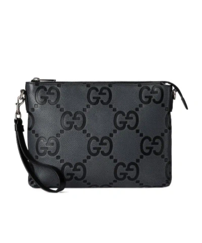 Gucci Medium Jumbo Gg Messenger Bag In Black