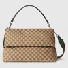 Gucci Medium Gg Crossbody Bag With Web In Beige