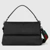 Gucci Men's Gg Medium Shoulder Bag With Web Strap In Black