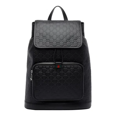 Gucci Medium Gg Emblem Backpack In Black