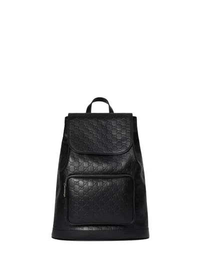 Gucci Medium Gg Emblem Backpack In Black