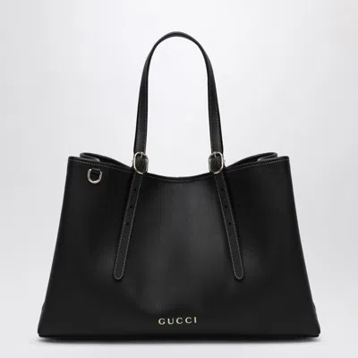 Gucci Medium Gg Emblem Shopping Bag In Black In Multicolor