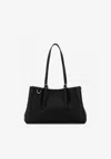 Gucci Medium Gg Embossed Leather Shoulder Bag In Black