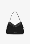 Gucci Medium Gg Emblem Buckle-detail Leather Shoulder Bag In Black
