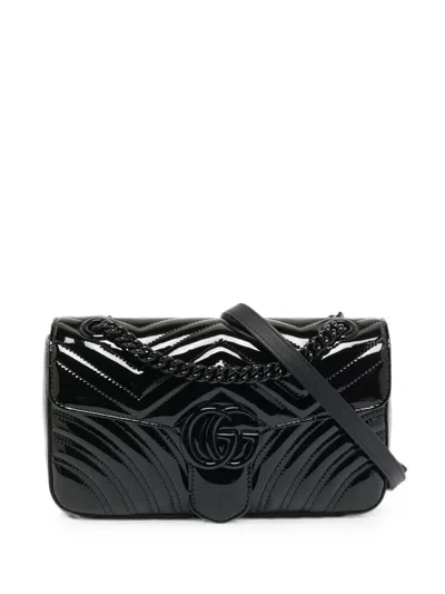 Pre-owned Gucci Medium Gg Marmont Matelassé Shoulder Bag In Black