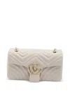 Gucci Chalk Nappa Leather Medium Gg Marmont Shoulder Bag In Gray