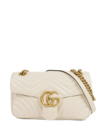 Pre-owned Gucci Medium Gg Marmont Shoulder Bag In Neutral