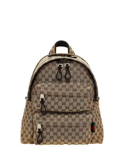 Gucci Medium Gg-monogram Backpack In Neutral