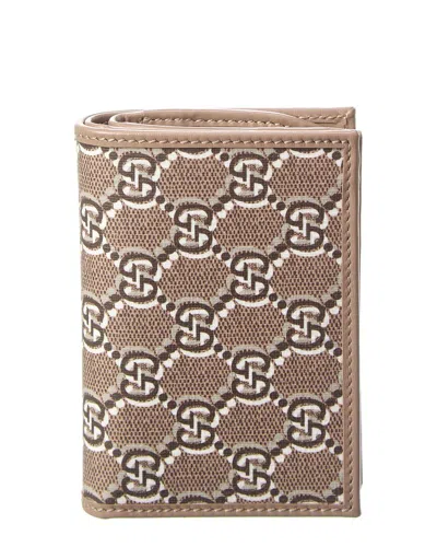 Gucci Medium Gg Shadow Canvas & Leather Wallet In Beige