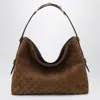 Gucci Medium Gg Suede Beatrix Shoulder Bag In Brown