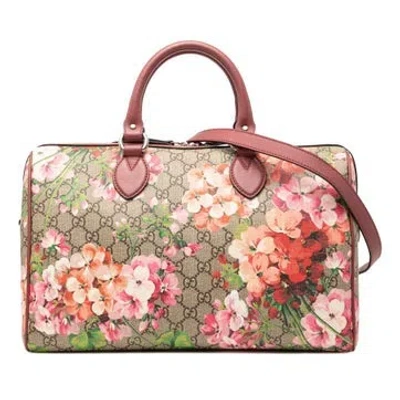 Pre-owned Gucci Medium Gg Supreme Blooms Satchel In White