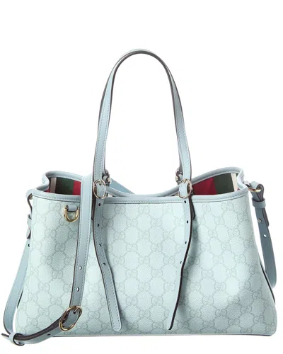 Gucci Medium Gg Supreme Canvas & Leather Tote In Blue