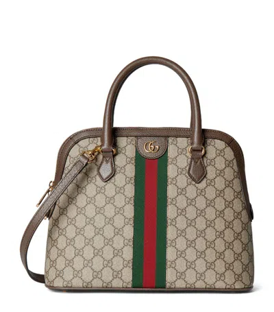 Gucci Medium Gg Supreme Canvas Ophidia Top-handle Bag In Beige