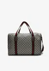 Gucci Medium Duffle Bag With Web Detail In Beige And Ebony Gg Fabric Men In Sand