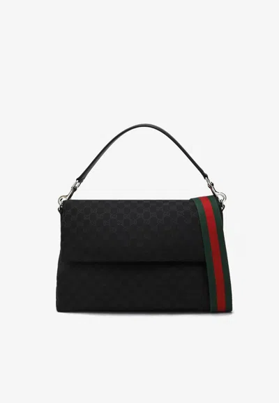 Gucci Medium Gg Supreme Messenger Bag In Black