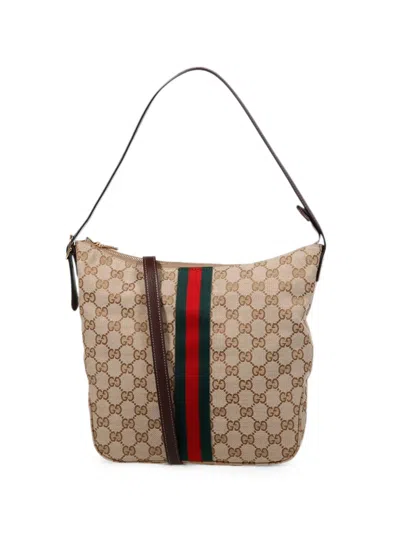 Gucci Medium Gg Supreme Web-stripe Messenger Bag In Brown