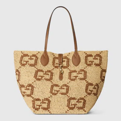 Gucci Woven Large Tote Bag In Neutral