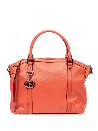 Pre-owned Gucci Medium Gg-charm Tote Bag In Red