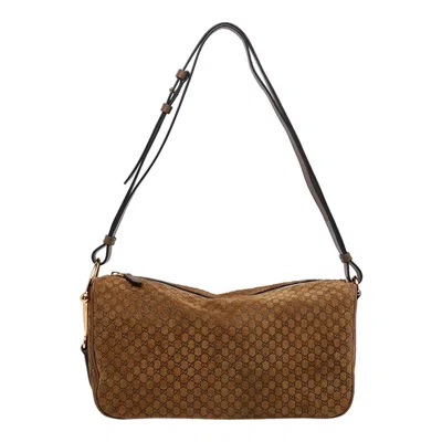 Gucci Medium  Half Horsebit Shoulder Bag In Brown