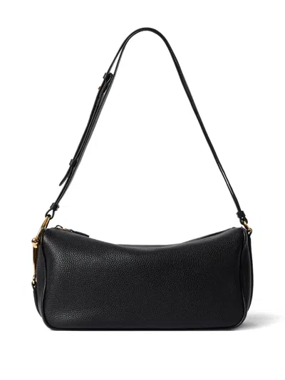 Gucci Medium Half Horsebit Grained-leather Shoulder Bag In Black