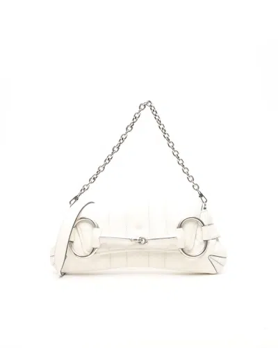 Gucci Medium Horsebit Chain Bag In White