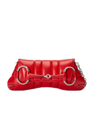 Gucci Medium Horsebit Chain Quilted Bag In Red