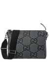 Gucci Medium Jumbo Gg Leather Messenger Bag In Black