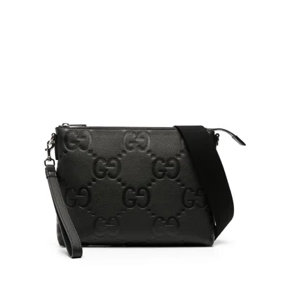 Gucci Medium Jumbo Gg Messenger Bag In Black