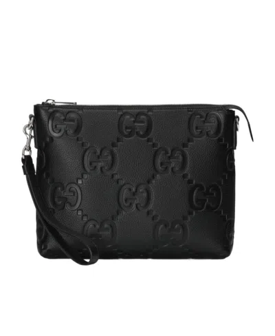 Gucci Medium Jumbo Gg Messenger Bag In Black