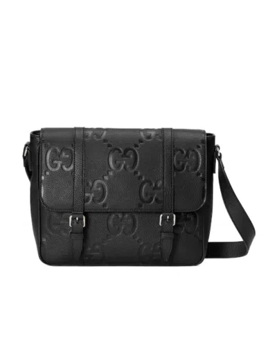 Gucci Jumbo Gg Medium Messenger Bag In Black