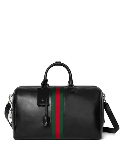 Gucci Web Trademark Medium Duffle Bag In Black