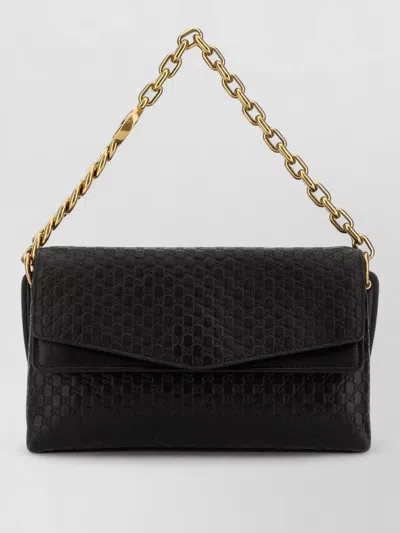 Gucci Medium Leather Shoulder Bag Chain Strap In Black