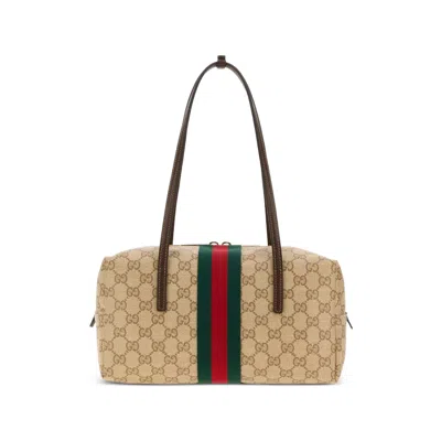 Gucci Medium Melrose Gg Canvas Shoulder Bag In Purple