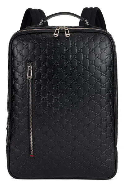 Gucci Medium Monogram Leather Backpack In Black