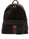 Gucci Men Dark Brown Suede Medium Ophidia Backpack In Brown
