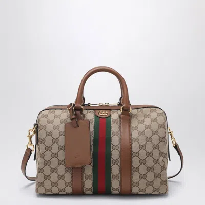 Gucci Medium Ophidia Duffle Bag In Beige And Brown Gg Fabric Women In Multi
