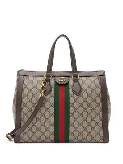 Pre-owned Gucci Medium Ophidia Monogram-pattern Tote Bag In Neutral