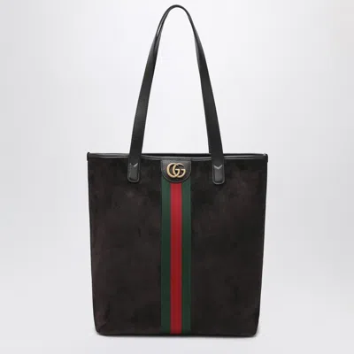 Gucci Medium Ophidia Shopping Bag In Brown Suede Men