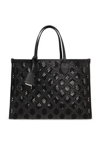 Gucci Ophidia Perforated Tote Bag In Black