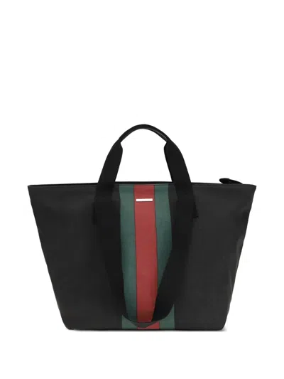 Gucci Medium Positano Web Stripe Tote Bag In Black