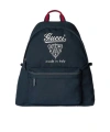 Gucci Medium Printed Canvas Backpack In Dark Blue