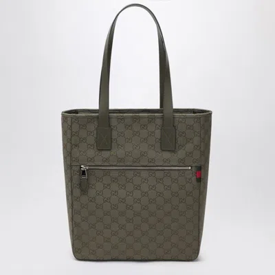 GUCCI GUCCI  MEDIUM SHOPPING BAG IN GREEN GG FABRIC
